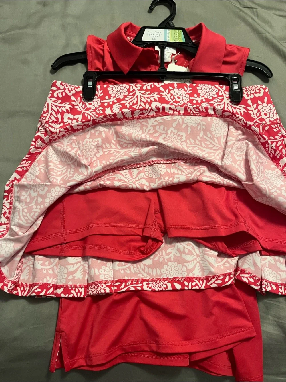 Sigrid Olsen Sleeveless Polo Set- Bright Pink Tank w/matching skort.
